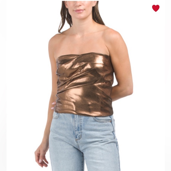 Zara NWT Bronze Metallic Tube Top size M - Picture 1 of 2
